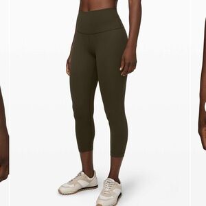 Like New- HR Lululemon Wunder Under- Sz 12- Dark Olive- 24” Inseam